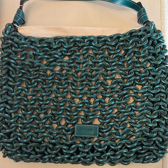 STAUD Handbags - RARE FIND: STAUD leather trim woven purse